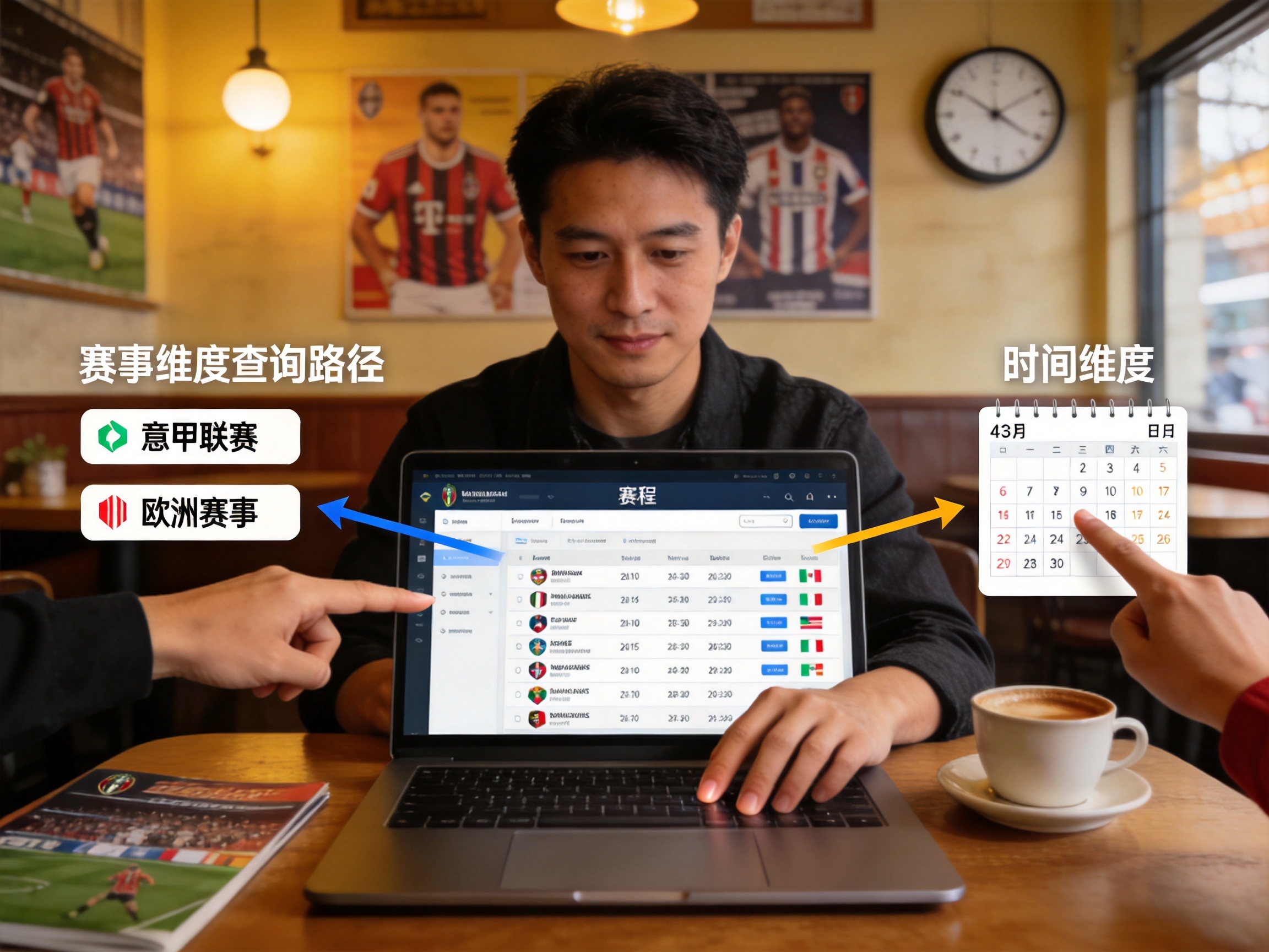 球迷查询指南配图：球迷查阅赛程与排名的使用场景，用于说明查询比赛进展与球队排名的方式